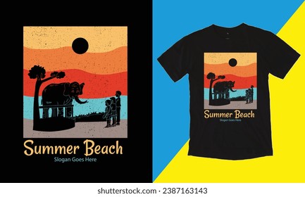 Summer Beach Slogan Goes Here, Vintage T-Shirts, Vector T Shirt Design.