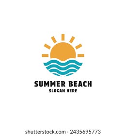Summer beach sun logo design concept idea