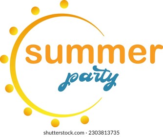 summer, beach, sun and palm tree logo