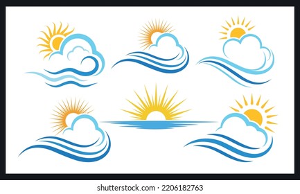 Summer Beach sun Vector Icon Design Illustration.