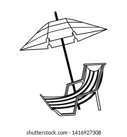 Summer and beach sunchair and umbrella cartoons vector illustration graphic design