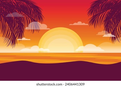 summer beach sunset landscape background