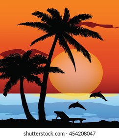 Summer Beach Sunset vector