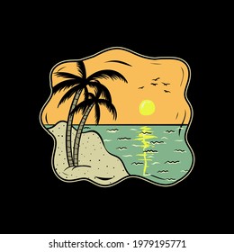 summer beach sunset vector illustration 