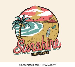 summer beach sunshine vector print design artwork