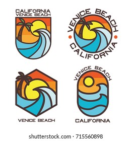 Summer, Beach, And Surf Badge Logo Set