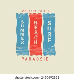 Summer beach surf paradise poster t shirt design
