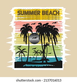 summer beach tee typography graphic design,illustration vector art style