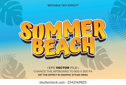 Summer beach text effect editable vector 3d