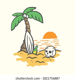 summer beach theme tshirt illustration