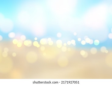 Summer beach themed bokeh lights background 