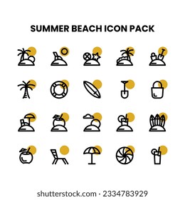 Summer Beach Thick Outline icon pack