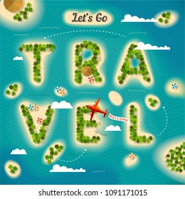 Summer beach top view islands illustration