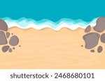 Summer beach. Top view. Paradise nature place for cute vacation. ocean or sea seashore. seaside landscape.