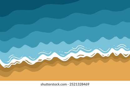 Summer beach. Top view. Paradise nature place for vacation. ocean or sea seashore. seaside landscape background illustration
