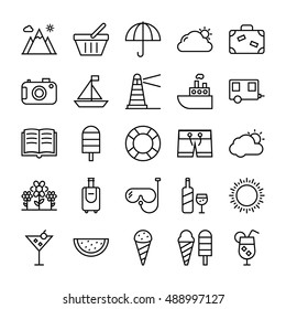 Summer, Beach, Tourism, Travel Vector Icons 3