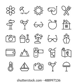 Summer, Beach, Tourism, Travel Vector Icons 1