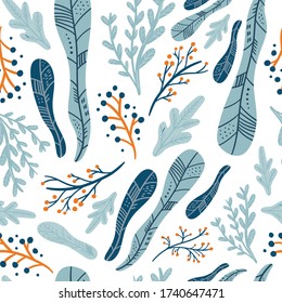 Summer beach towel vector illustrations. Seamless pattern background. hand draw cartoon Scandinavian nordic design style for fashion or interior or cover or textile.