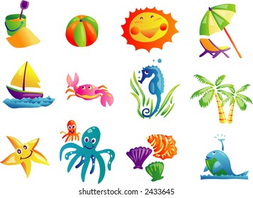 Summer Beach Travel Clip Art 01(Vector)