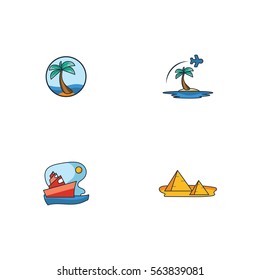 Summer Beach Travel Logo Vector Element Set