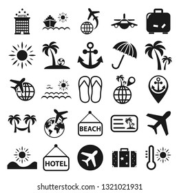 summer, beach and travel - minimal web icon set. simple vector illustration. concept for infographic, website or app.