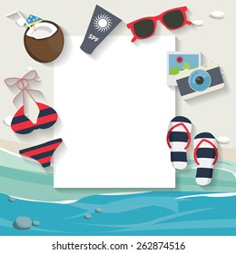 summer beach, travel,  and vacation background,  fun and color concept, text can be added