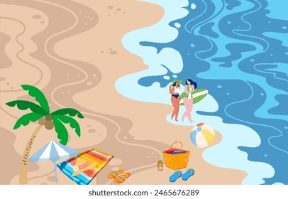 Verano Con Playa, Árbol, Pescado, Vocación, Diseño de fondo de Festiva