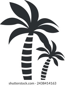 Summer beach tree icon. Black palm symbol