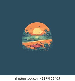 Summer beach trees t shirt design illustration