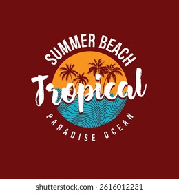 Summer beach tropical paradise ocean vector graphic