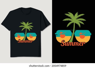 Summer Beach T-shirt Design Editable Vector