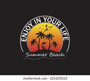 Summer beach  T-shirt Design Illustration