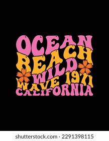 Summer Beach T-shirt Design Ocean Beach Wild Wave 1971 California