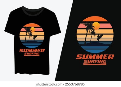 Summer Beach Tshirt , Summer Surfing t-shirt vector and illustration design