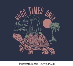 summer beach turtle vector illustration