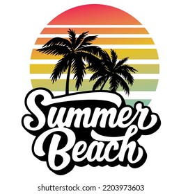 summer beach typography vector ilustration