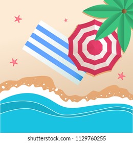 Summer Beach Umbrella Beach Mat Background Vector Image
