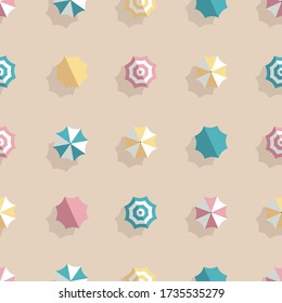 Vector de paraguas de playa de verano sin soldadura. El entorno de vacaciones, vacaciones y actividades recreativas. Ilustración Eps10.