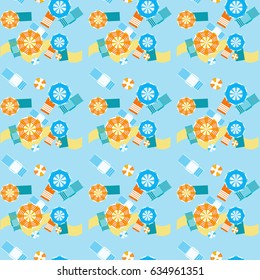 Summer Beach Umbrellas Seamless Pattern Vector Illustration