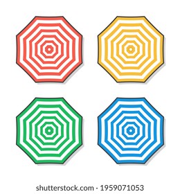 Summer Beach Umbrellas Vector Icon Illustration. Set Of Beach Umbrella Flat Icon