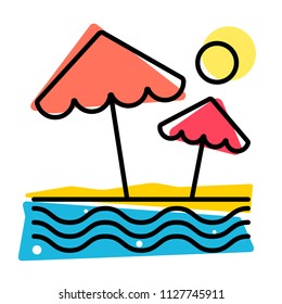 Summer beach umbrellas vector illustration