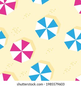 Summer beach umbrellas vector seamless pattern. Hand drawn summer vector clipart