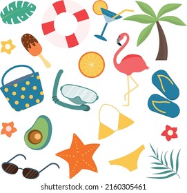 summer beach vacation attributes collection