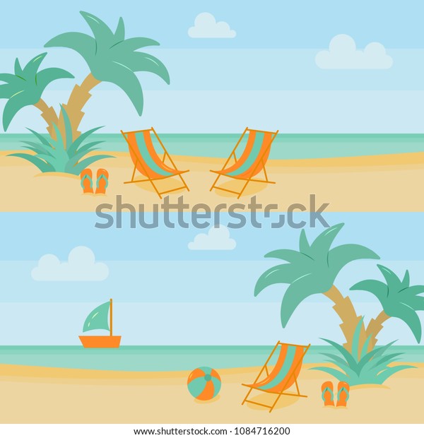 Summer Beach Vacation Horizontal Banners Set Stock Vector Royalty Free