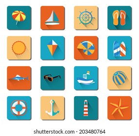 Summer Beach Vacation Icon Set