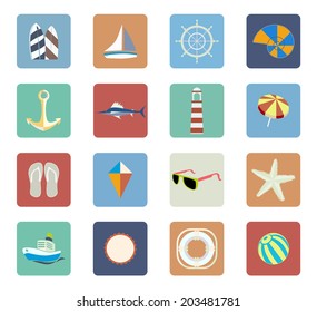 Summer Beach Vacation Icon Set
