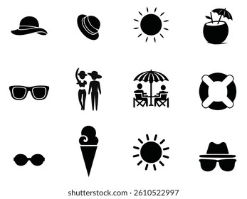 Summer Beach Vacation Icon Set
