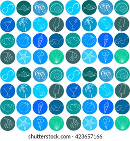 summer beach vacation icons set