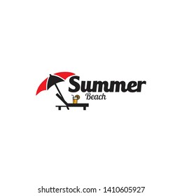 Summer beach vacation logo design vector template