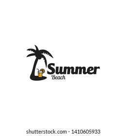 Summer beach vacation logo design vector template